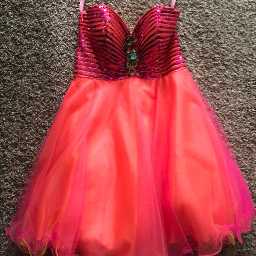 Orange and Pink Formal Dress